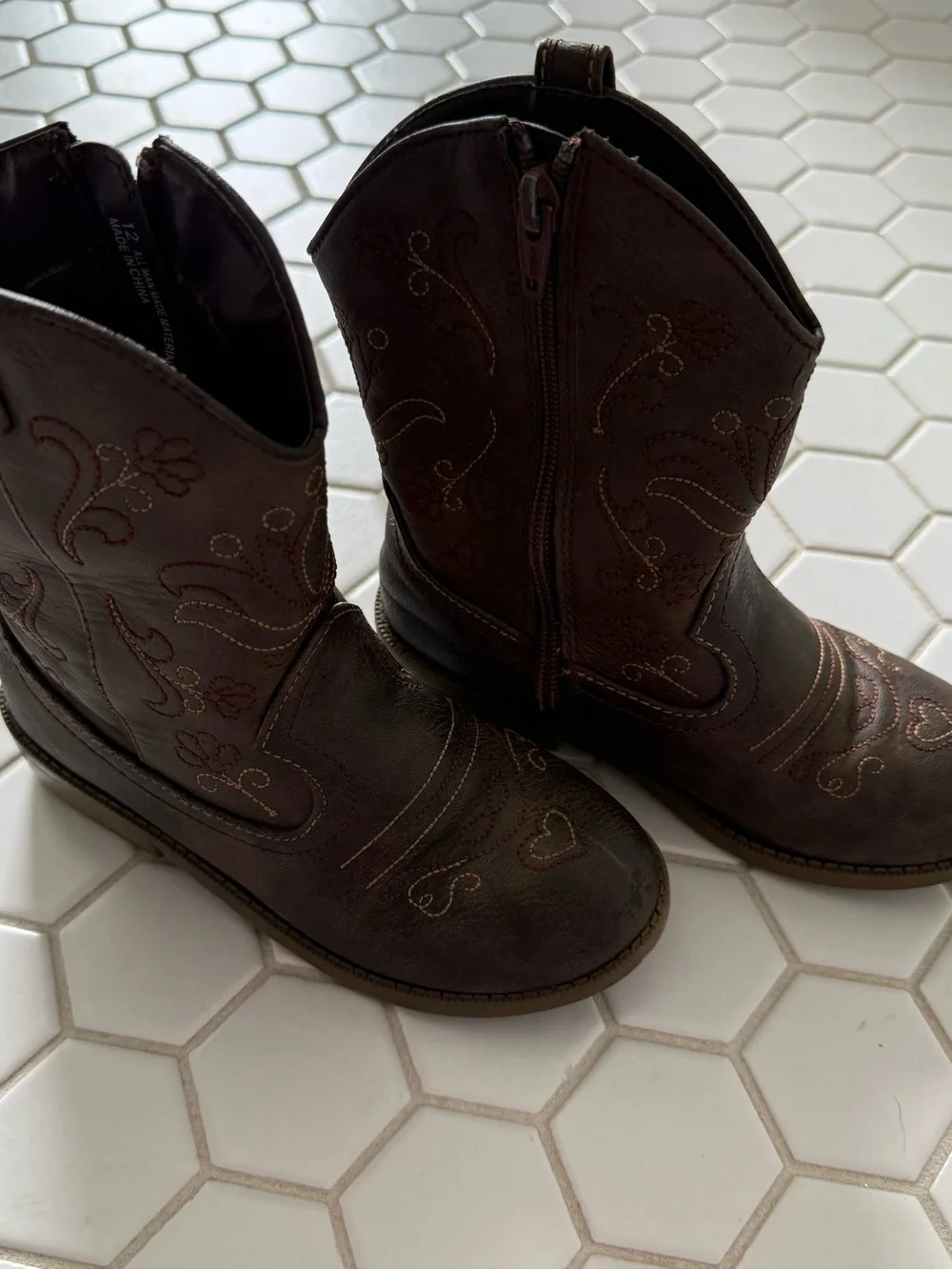 Ariat Kids Brown Western Embroidered Pull-On Boots